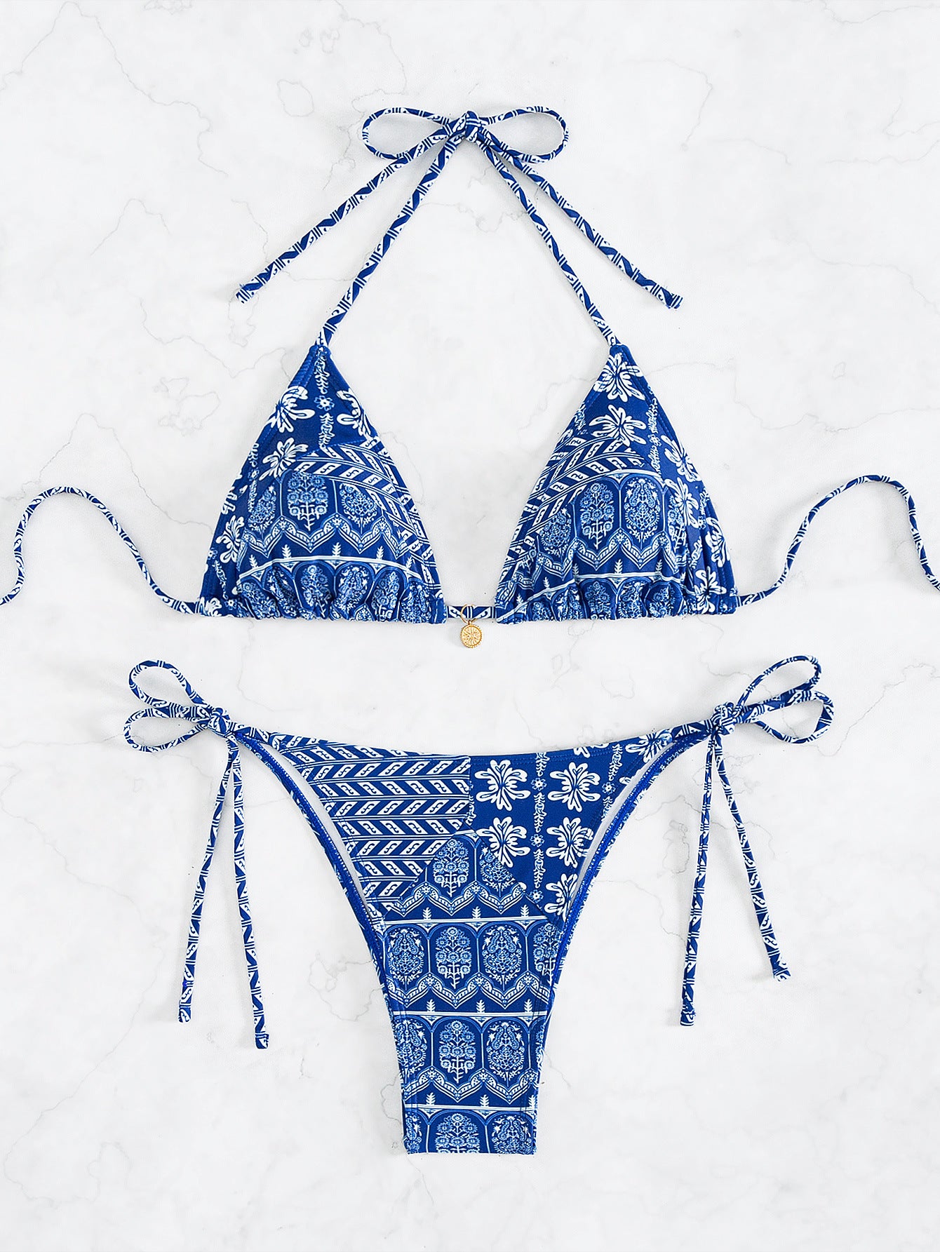 Boho Chic Printed Triangle Bikini Set