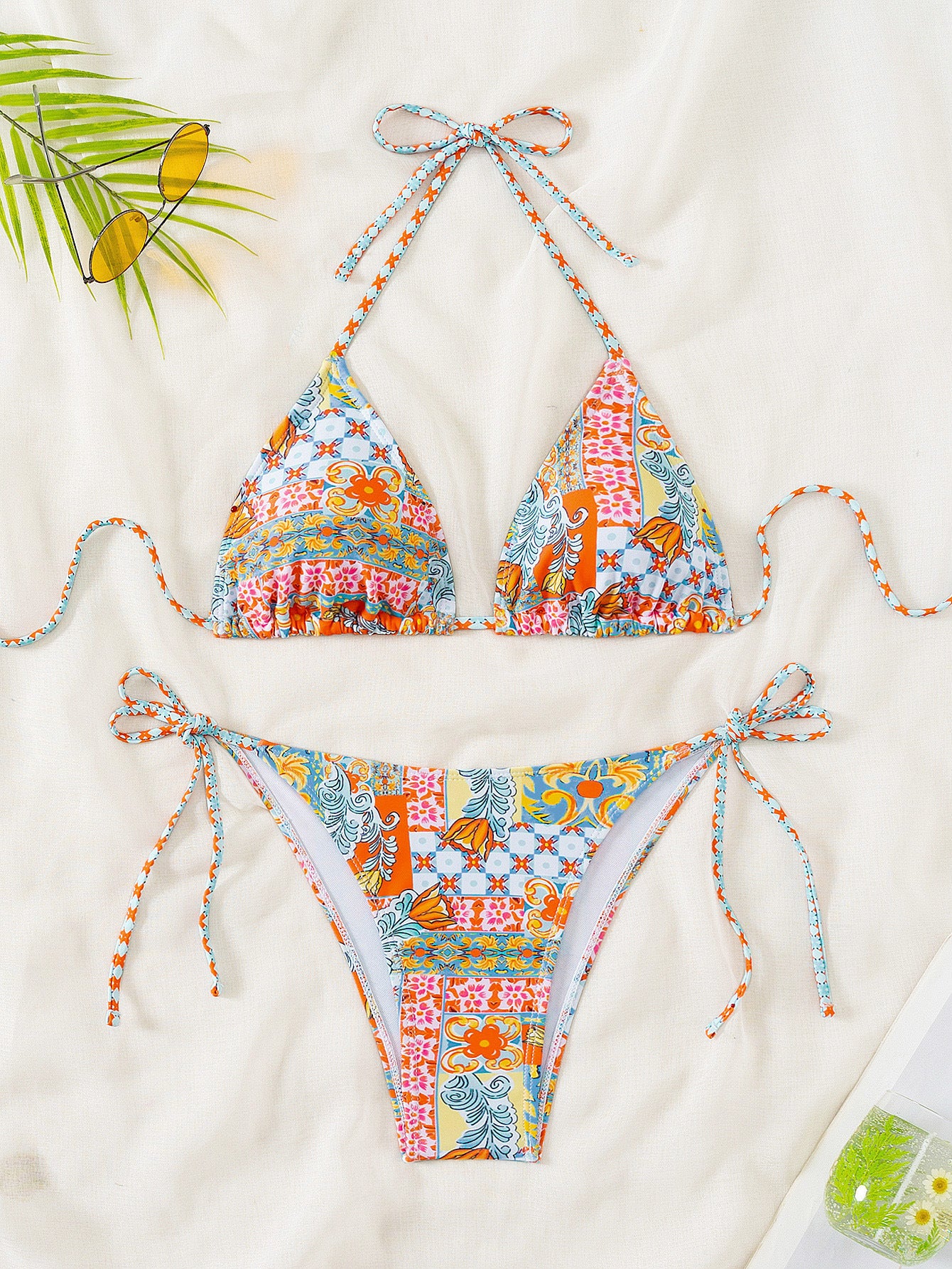 Boho Chic Printed Triangle Bikini Set