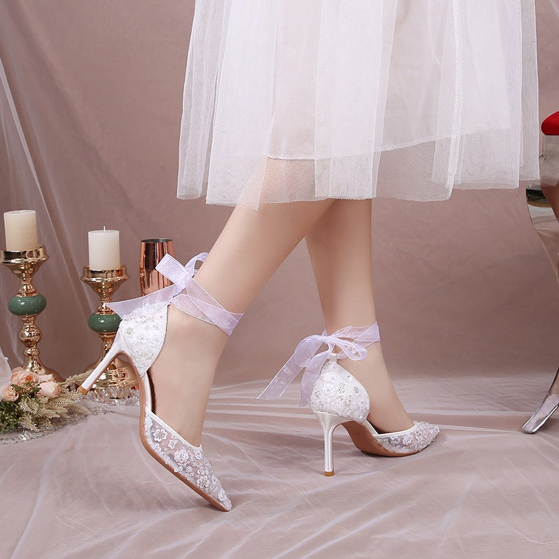 Boho Chic Sequined Wedding Heeled Sandals