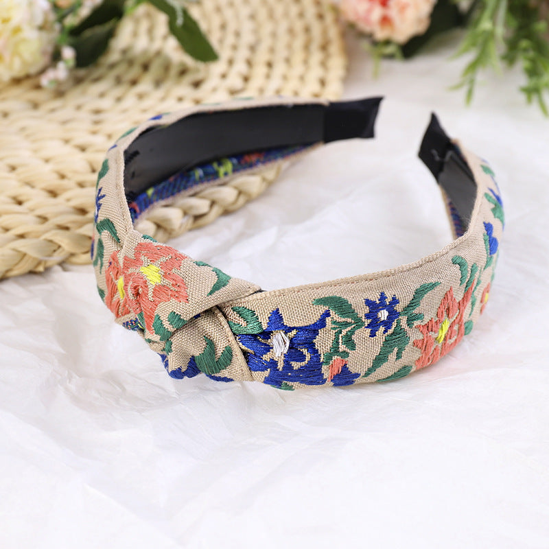 Boho Embroidered Flower Headband