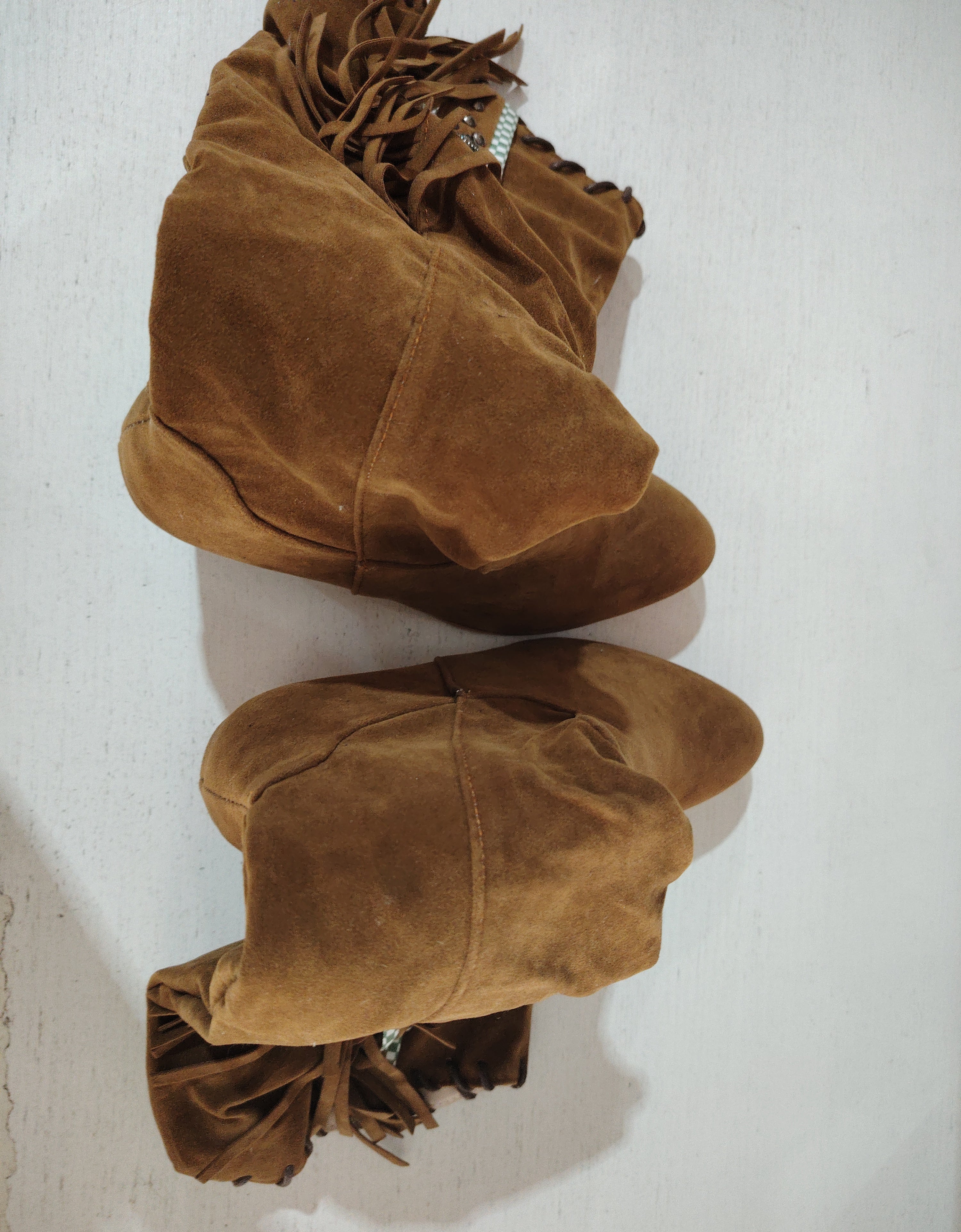 Boho Fringed Velvet Boots with Chunky Heel