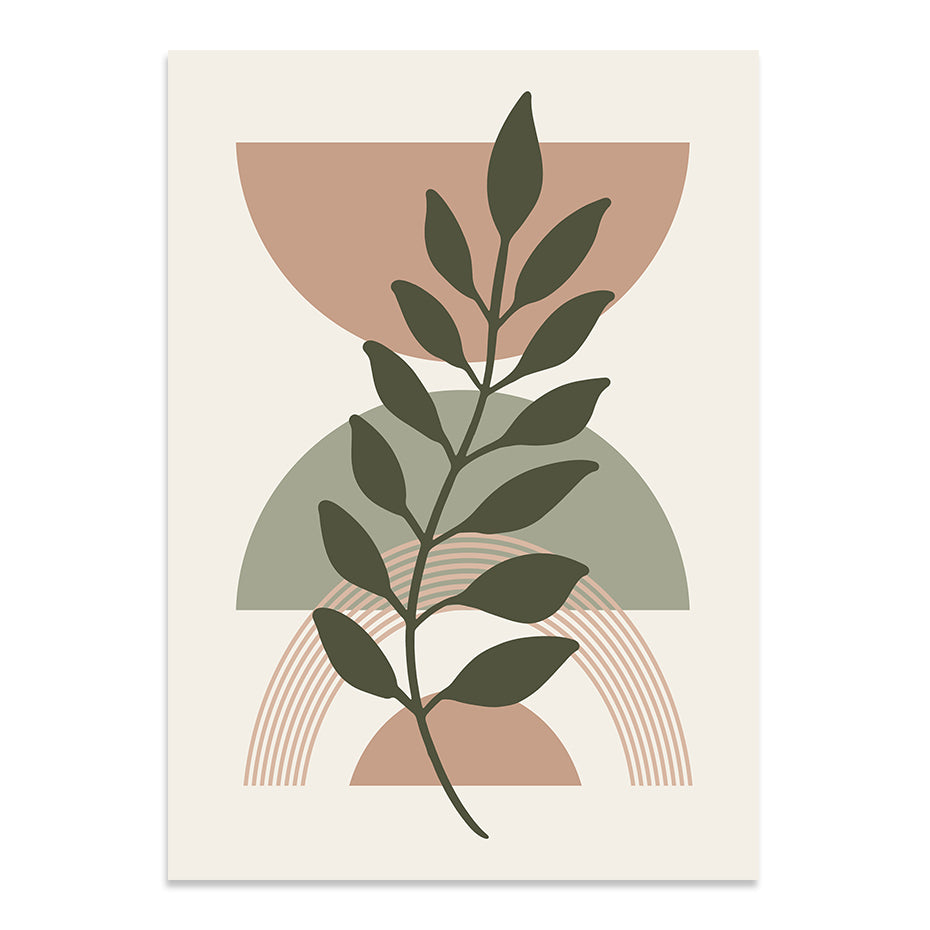 Boho Geometric Art Prints Green and Pink
