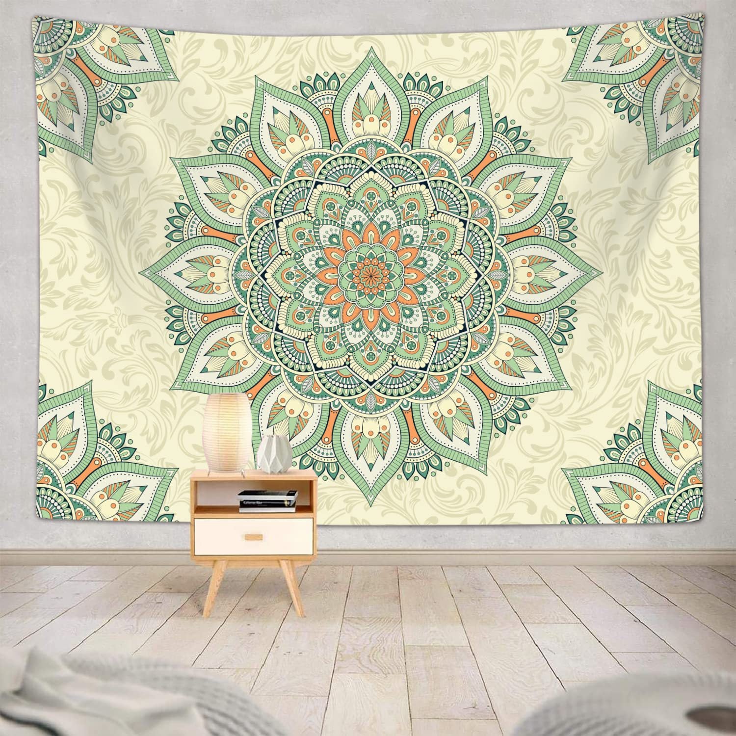 Boho Green Mandala Tapestry