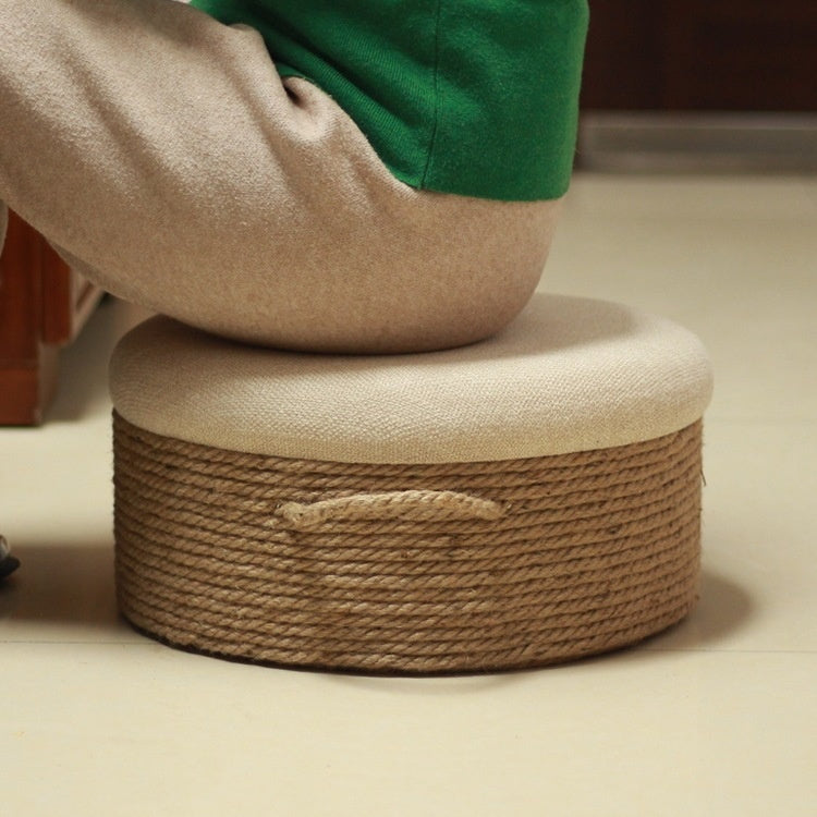Boho Hemp Rope Round Ottoman