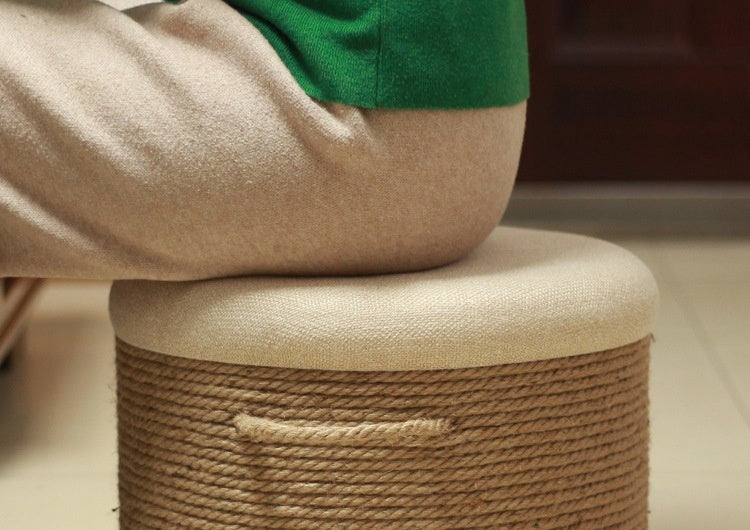 boho Boho Hemp Rope Round Ottoman