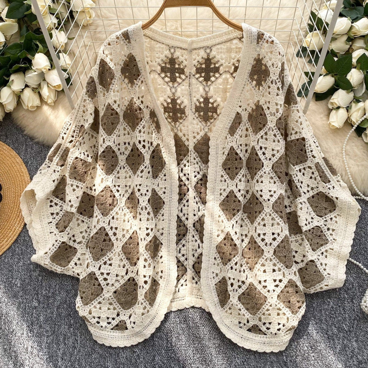 Boho Knitted Batwing Sleeve Cardigan