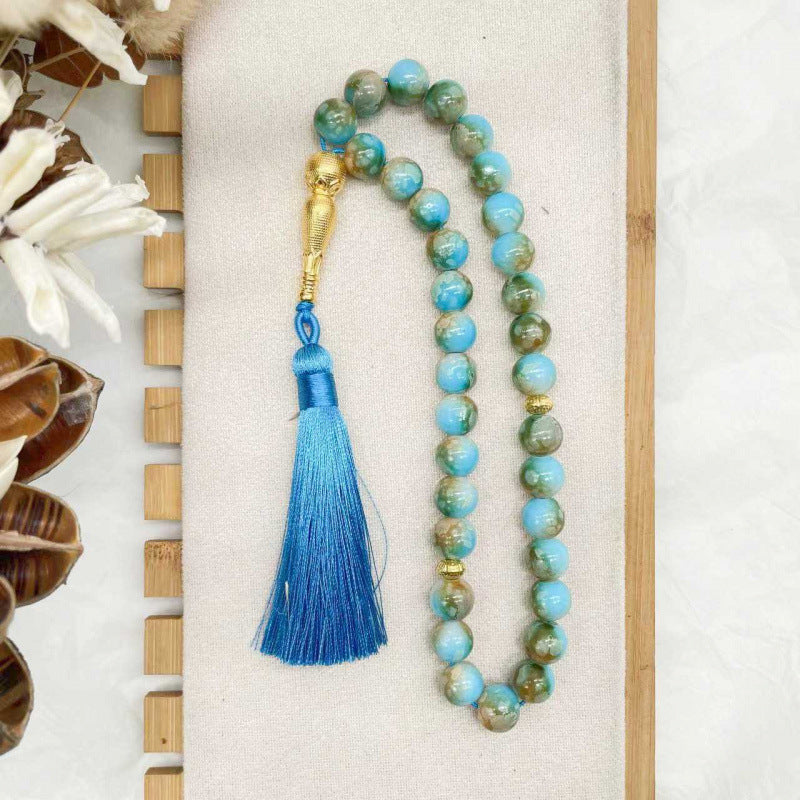 Colorful Boho Mala Beads with Tassel and Golden Charms