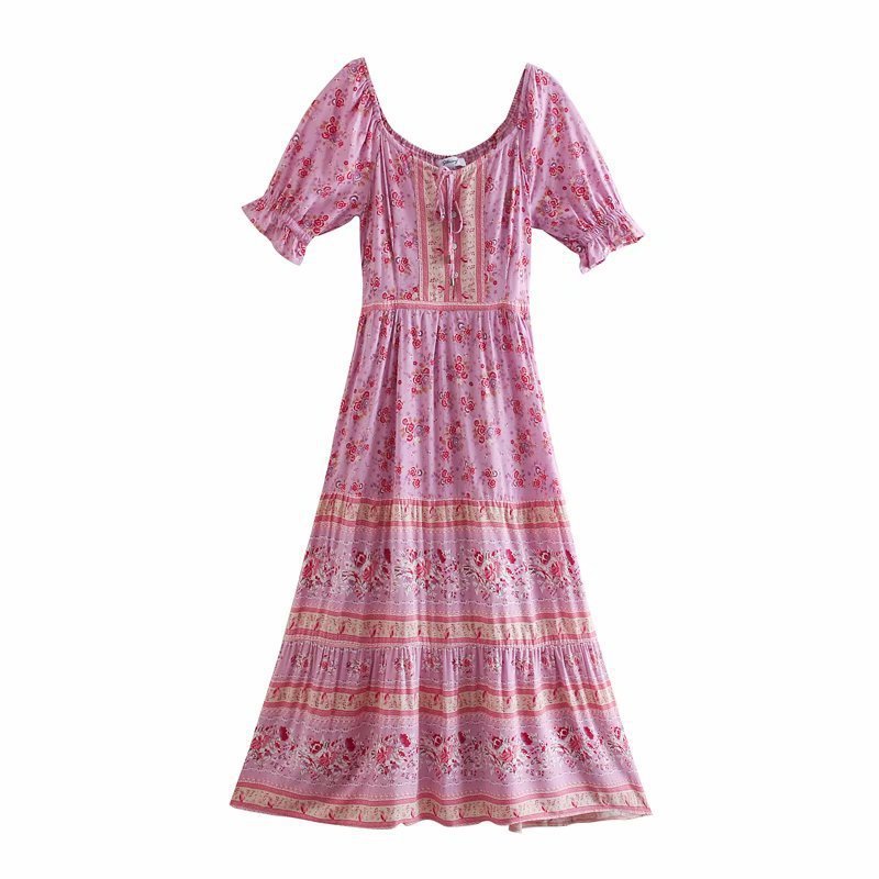 Pink floral dress on a white background