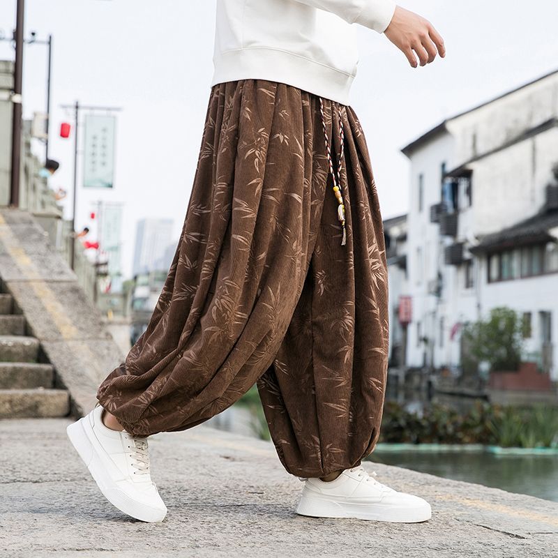 Boho Mens Pants with Bamboo Print