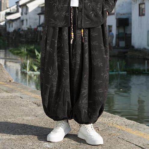 Boho Mens Pants with Bamboo Print