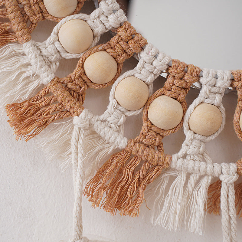 Boho Macrame Mirror with Leaves