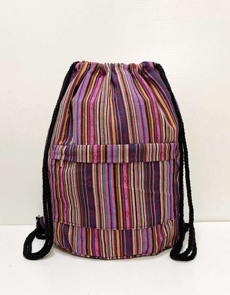 Boho Pattern Drawstring Backpack purple