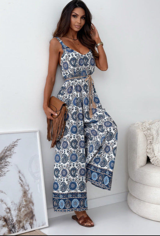 Loose Fit Boho Pattern Jumpsuit