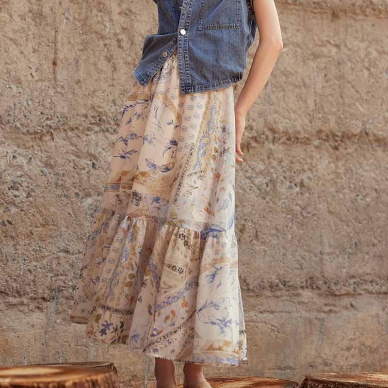 Boho Chic Patterned Maxi Skirt