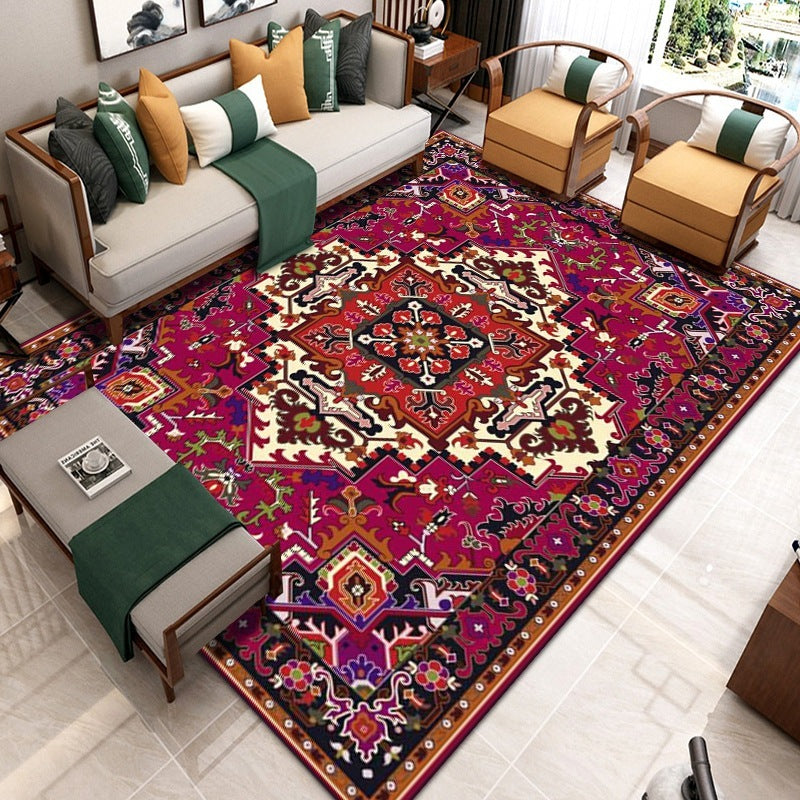 Decorative rug with intricate patterns in a living room setting