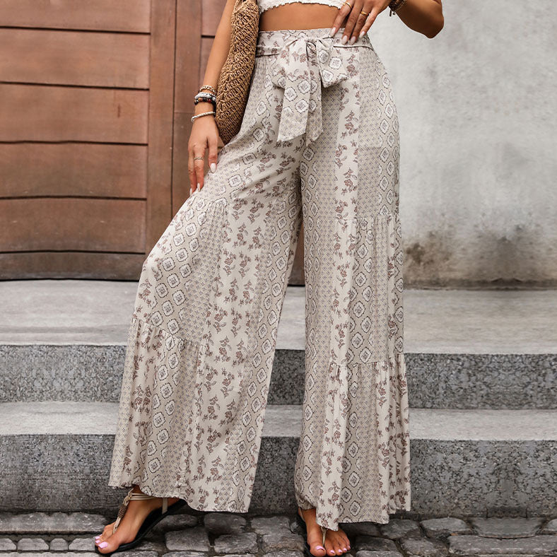 Boho Chic Print Womens Trousers Wide Leg Style