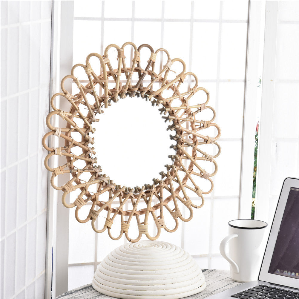 Boho Rattan Round Wall Mirrors