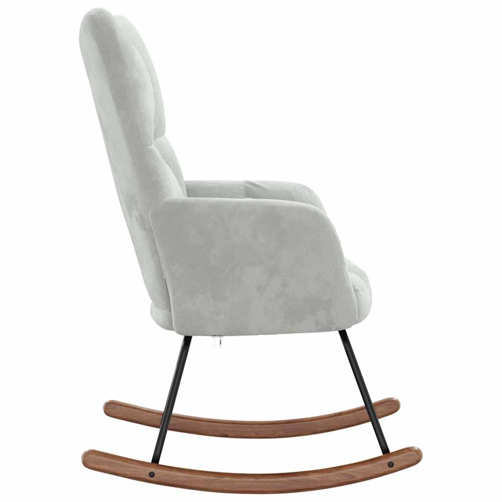Gray rocking chair with wooden base on a white background