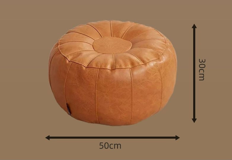 Boho Round Leather Poufs with Storage