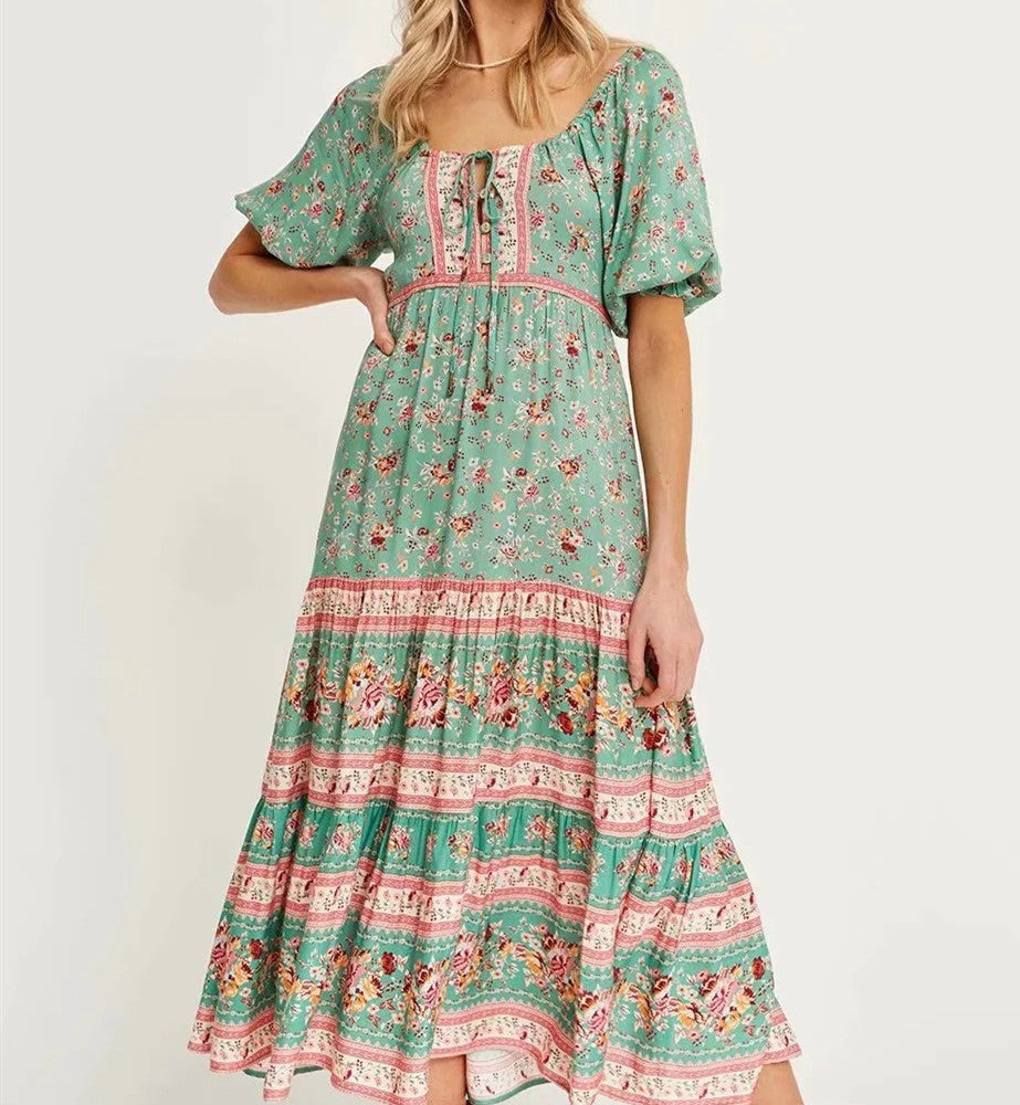 Boho Short Sleeve Maxi Dress