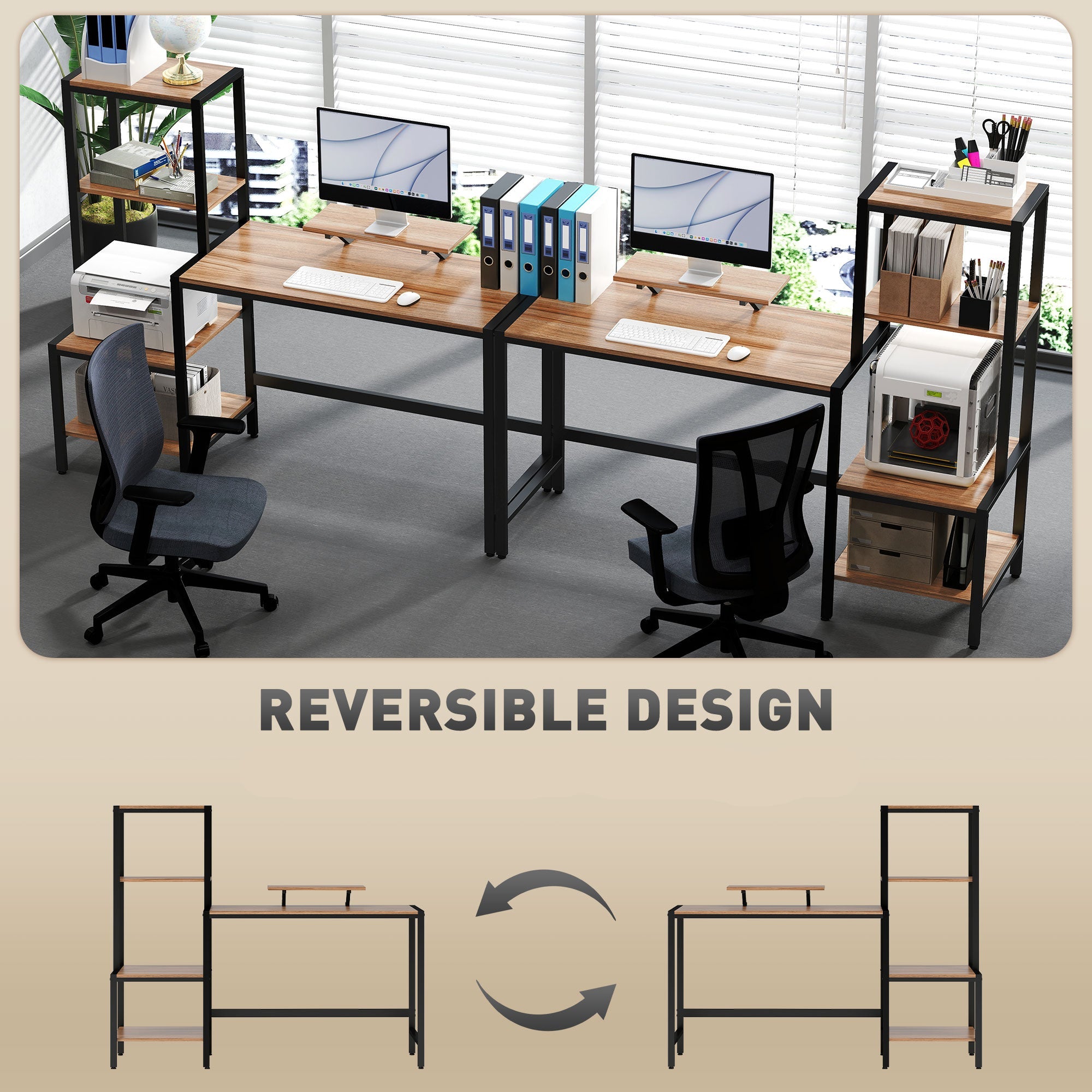 Boho Style Computer Desk with Computer Stand