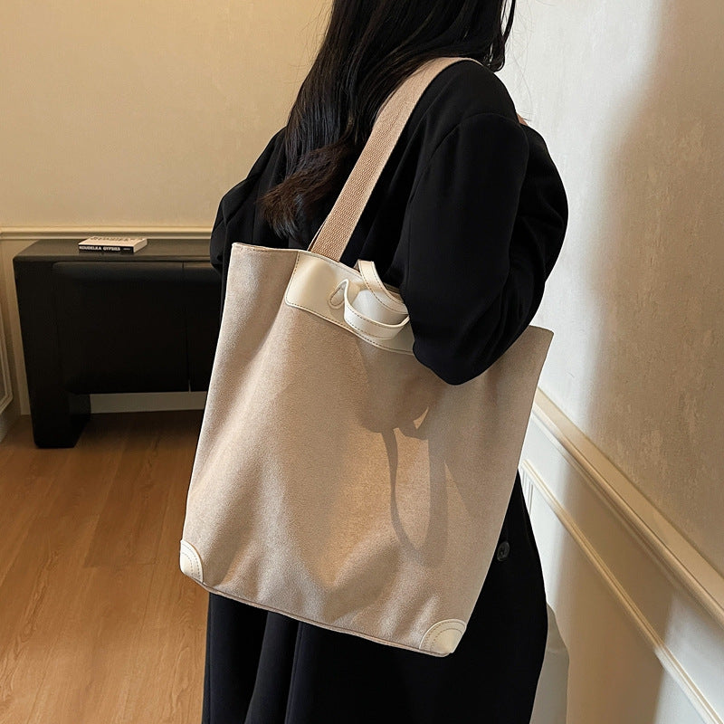beige Boho Suede Tote Bag for Women
