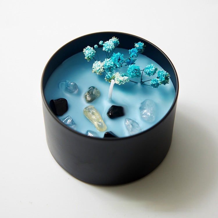 blue Boho Tin Candle