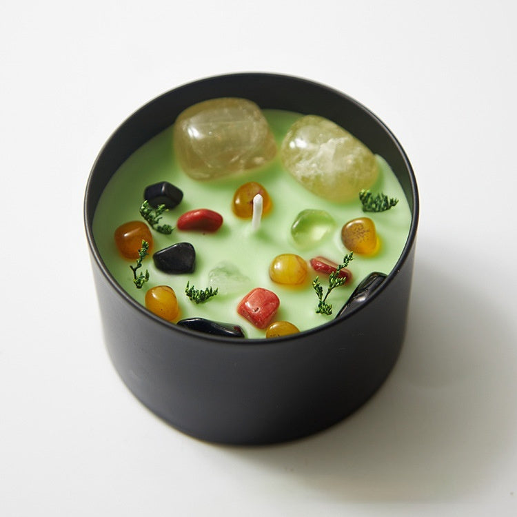 Boho Tin Candle with crystals