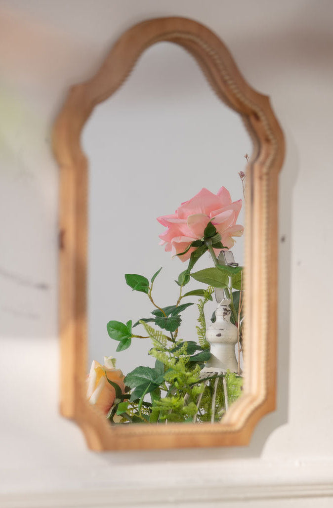 Boho Vintage Style Wooden Wall Mirror