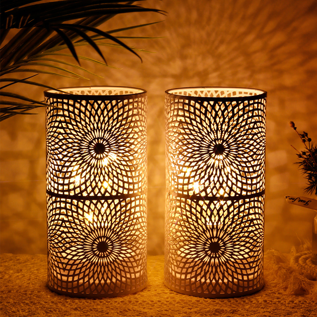 Boho White Metal Lamps