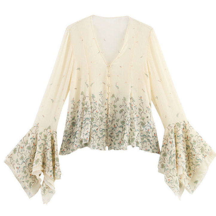 Boho Womens Shirt with Very Long Sleeves