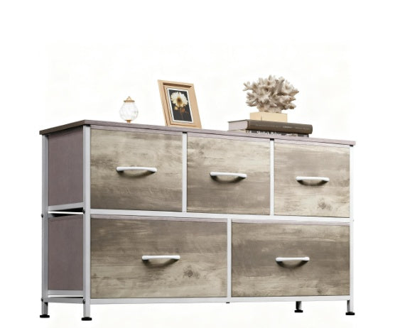 Boho Wooden Dresser with Soft Canvas Drawers