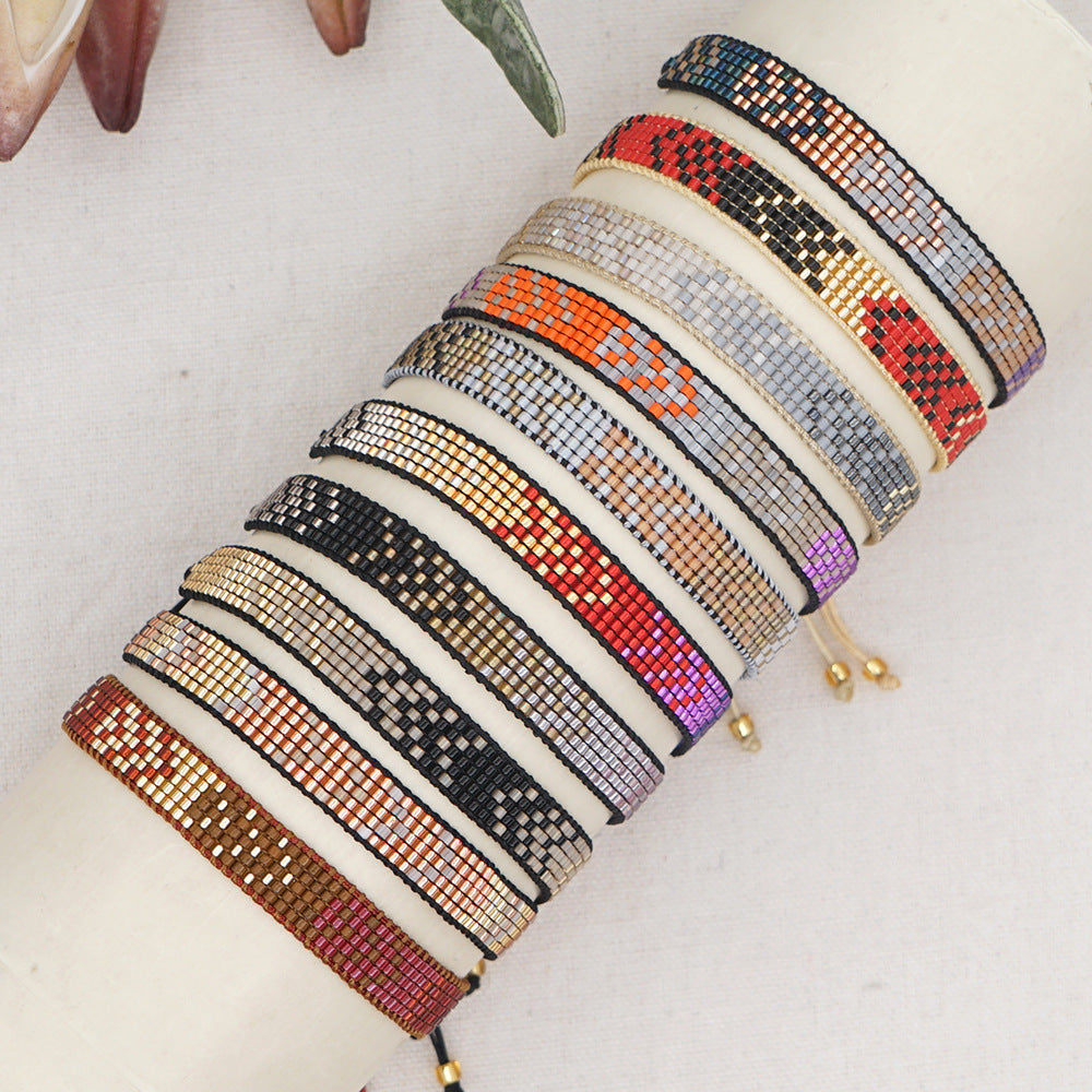 Boho Woven Beaded Geometric Bracelet