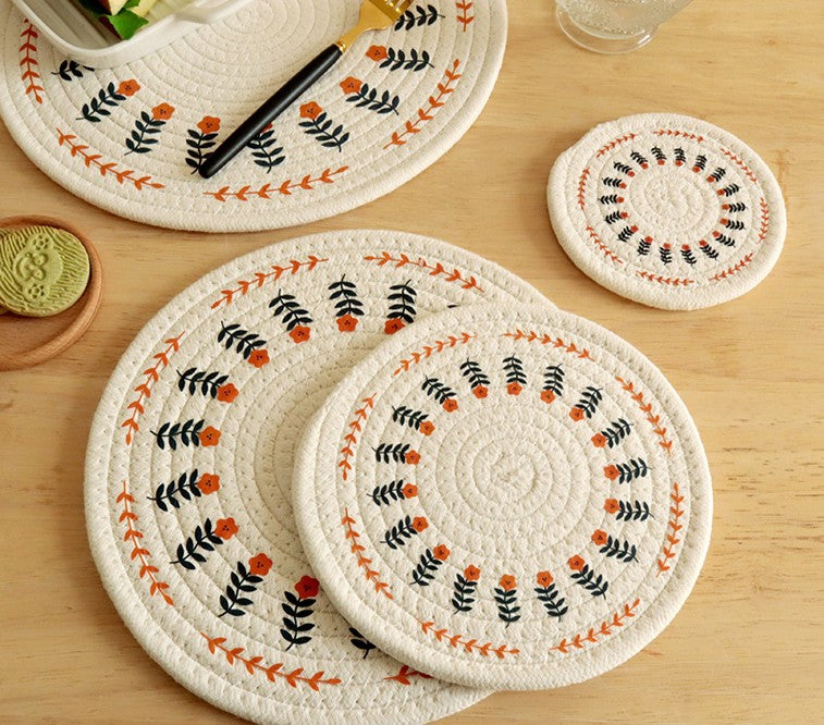 Boho Woven Floral Print Placemat
