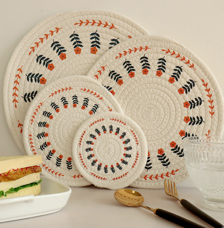 Boho Woven Floral Print Placemats