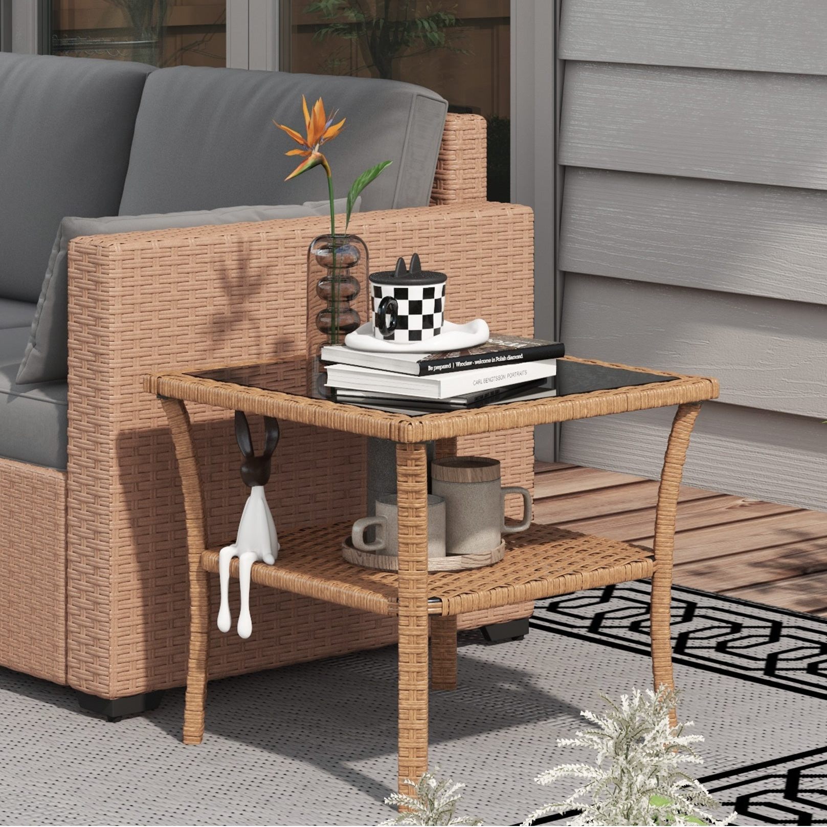 Boho Woven Outdoor Side Table
