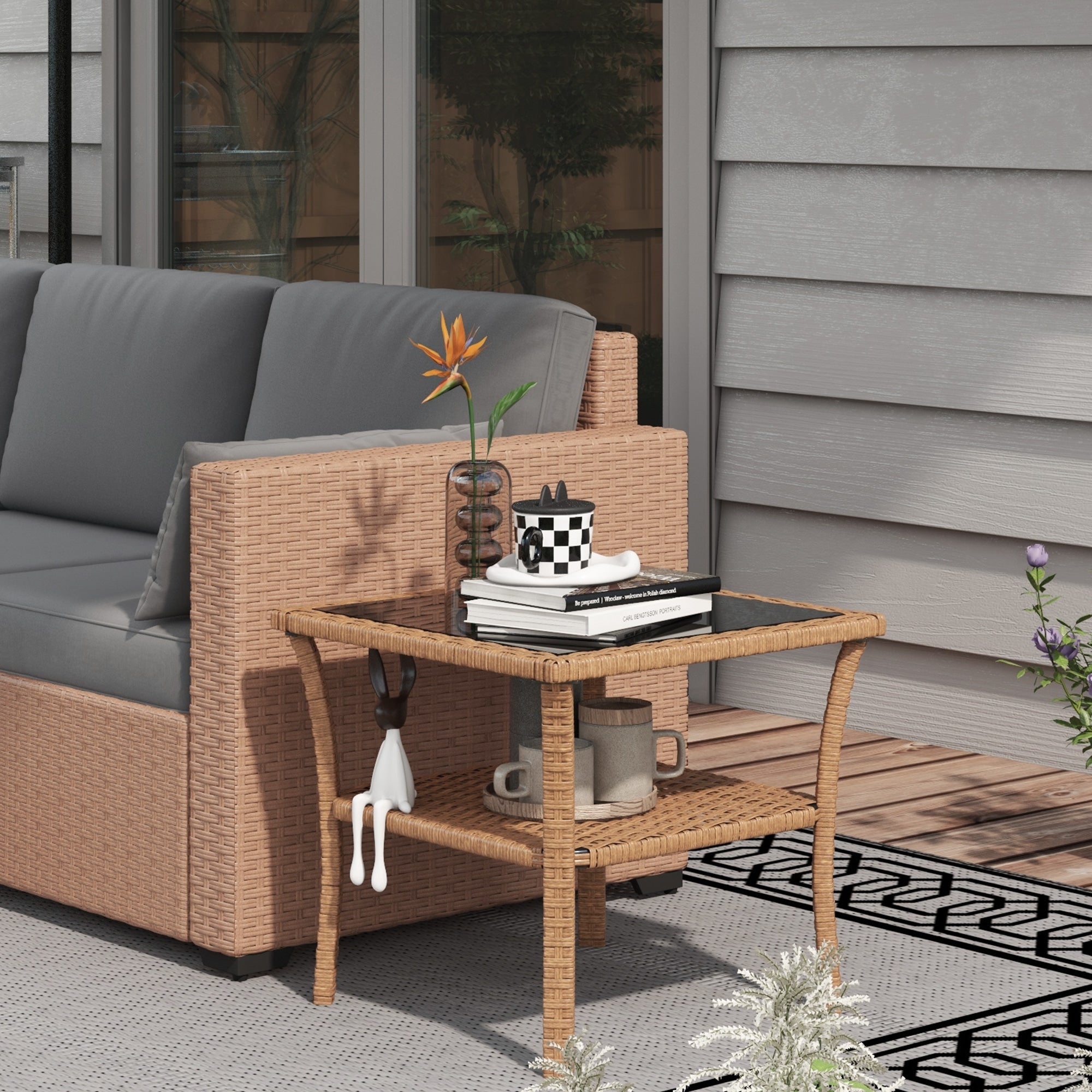 Boho Woven Outdoor Side Table