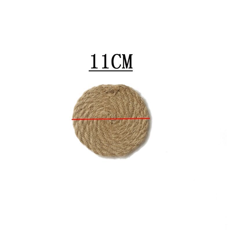 Round brown mat with a measurement of 11CM on a white background