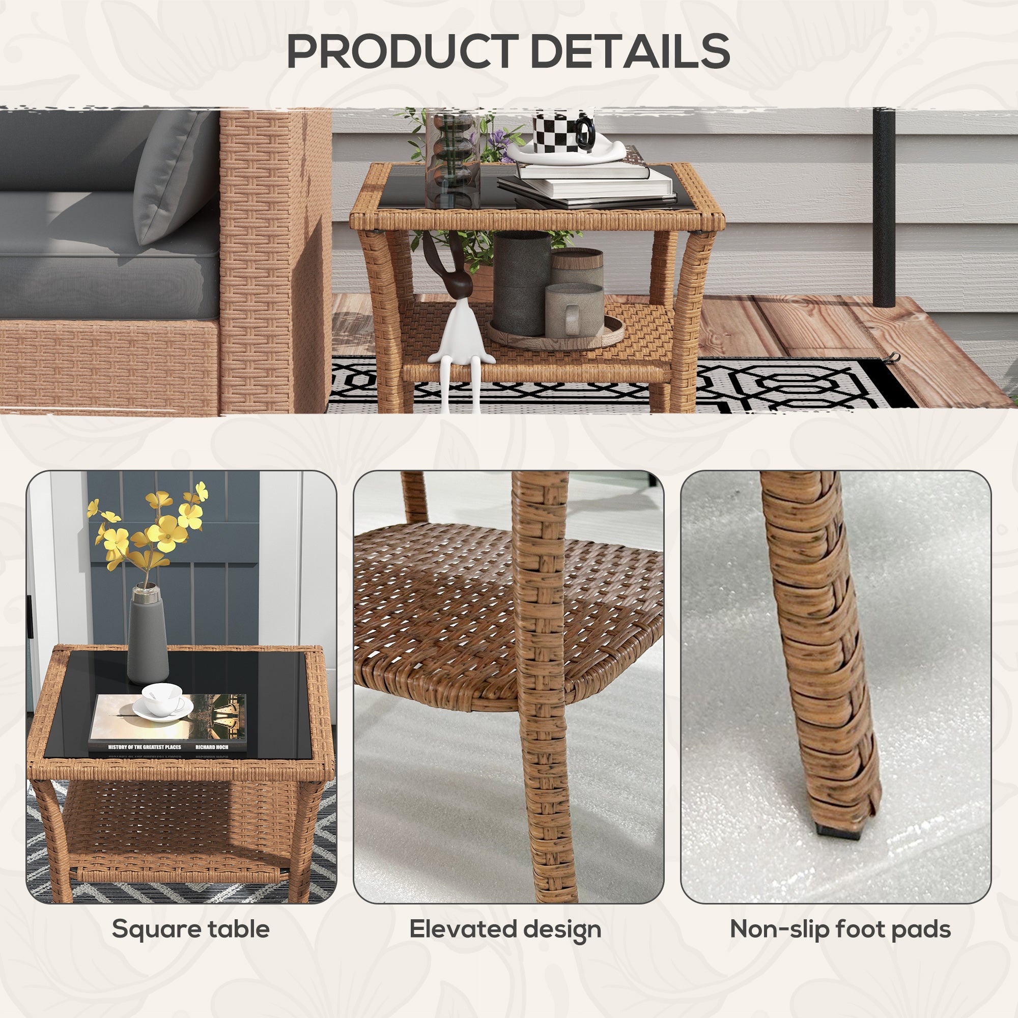 Boho Woven Outdoor Side Table