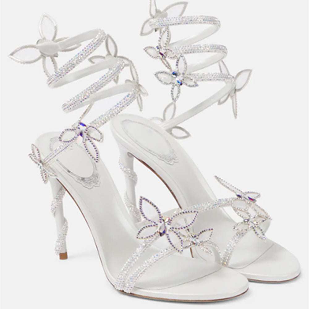 Bridal Butterfly Stiletto Heeled Roman Sandals