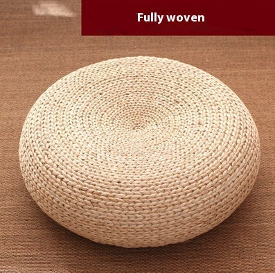 Brown Boho Straw Woven Pouf