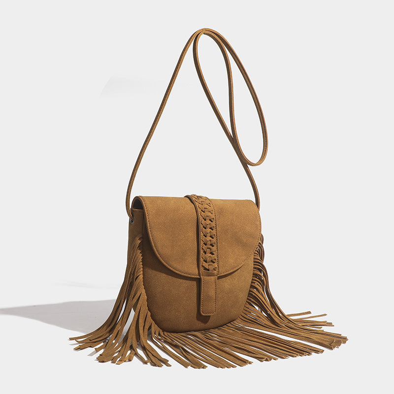 Brown Fringed Saddle Bag