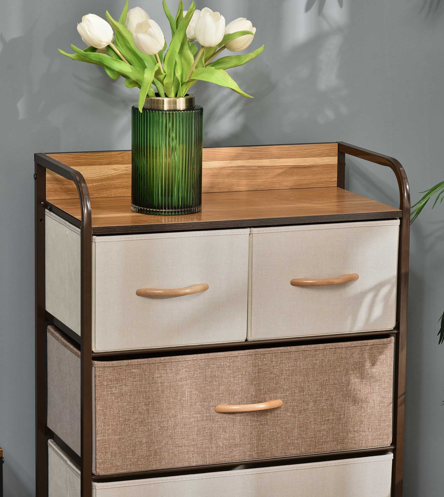 Brown Bohemian Metal Framed Dresser