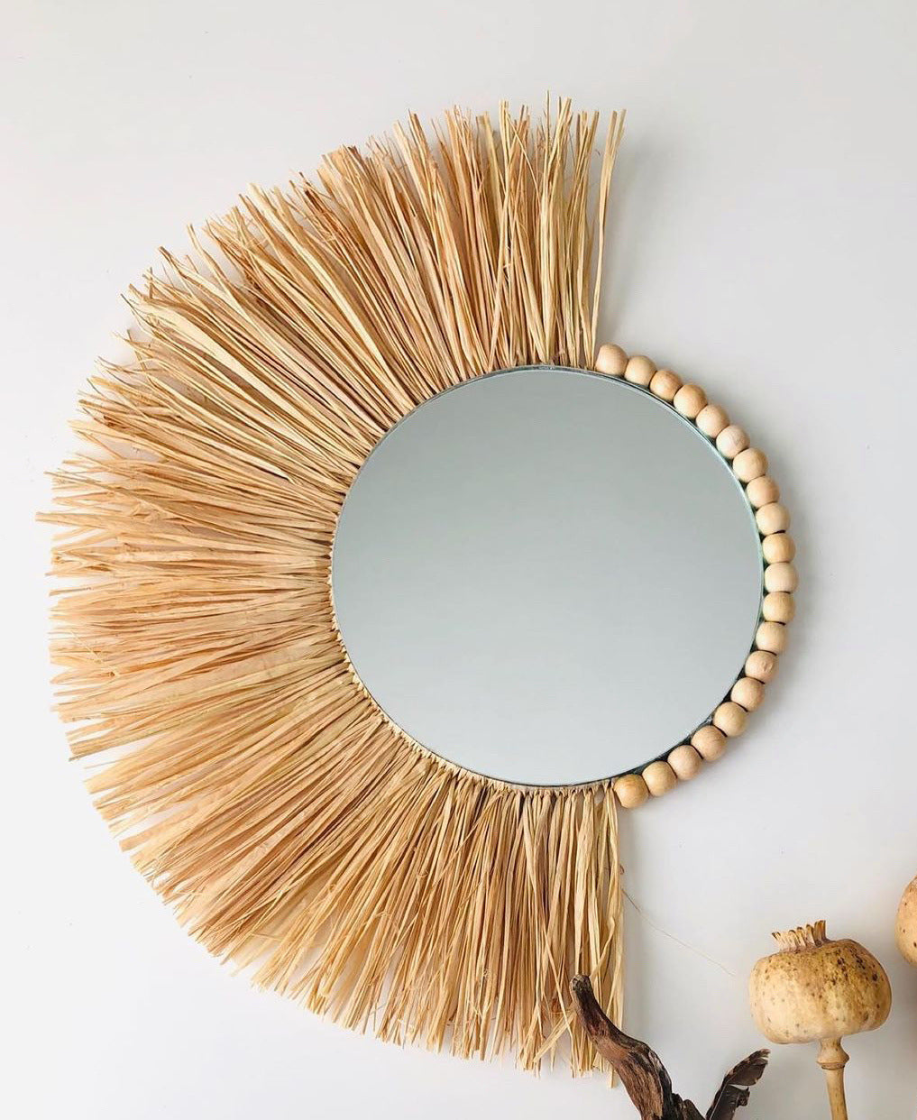 Brown Straw Boho mirrors