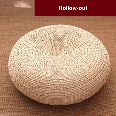 Brown Boho Straw Woven Pouf