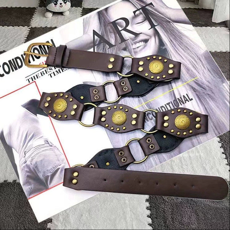 Brown Vegan Leather Boho Belt Women's