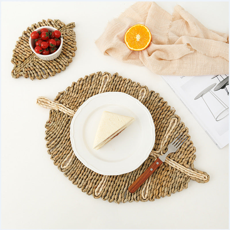 Brown Woven Leaf Shape Placemat