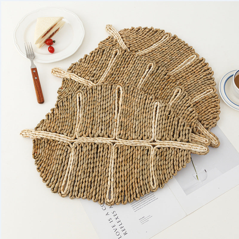 Brown Woven Leaf Shaped Placemats