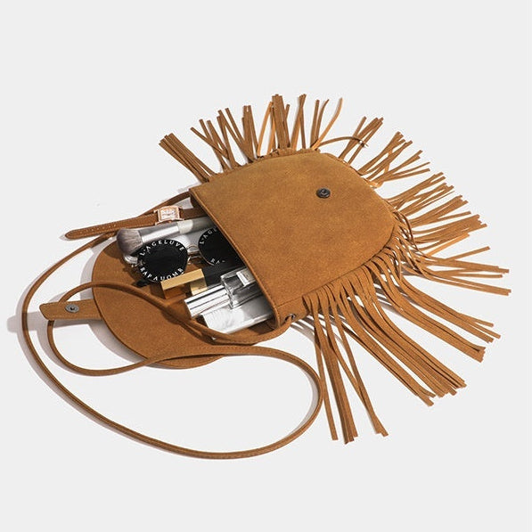 Brown Fringed Saddle Bag
