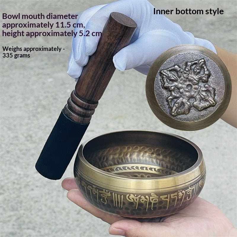 Buddhist Copper Singing Bowl with Leather Wooden Mallet - Various Sizes